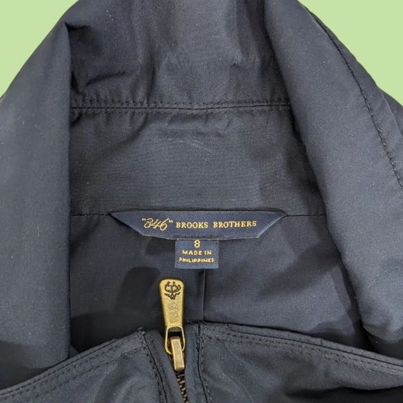 Brooks Brothers 346 Jacket Womens 8‎ Navy Rain Lightweight Full Zip Snap LS - Picture 5 of 9
